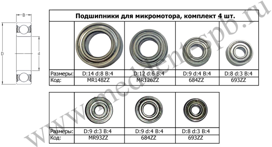 Подшипники микромотора комплект 